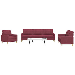 vidaXL Ensemble de canapés 3 pcs rouge bordeaux tissu 