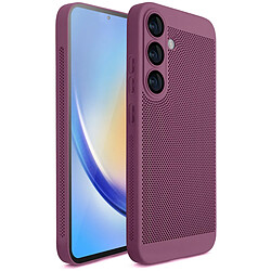 Moozy VentiGuard Coque de téléphone pour Samsung S24, Violet – Housse respirante avec motif perforé pour la circulation de l'air, ventilation, coque de téléphone anti-surchauffe