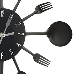 Avis vidaXL Horloge murale et cuillère avec fourchette Noir 40 cm Aluminium