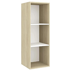 Helloshop26 Ensemble de meubles armoire buffet TV télévision salon chambre séjour 2pièces chêne sonoma bois ingénierie blanc 02_0024464