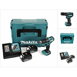 Makita DHP 483 RFJ 18 V Li-Ion Perceuse visseuse à percussion sans fil 18 V Brushless en Coffret MAKPAC + 2x Batteries BL 1830 3,0 Ah + Chargeur DC18RC