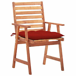 Maison Chic Lot de 2 Chaises à dîner d'extérieur avec coussins | Fauteuil chaises à manger d'extérieur Acacia massif -GKD15830