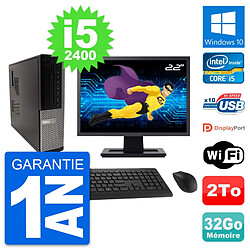 PC Dell 990 DT Ecran 22" Intel i5-2400 RAM 32Go Disque Dur 2To Windows 10 Wifi - Occasion