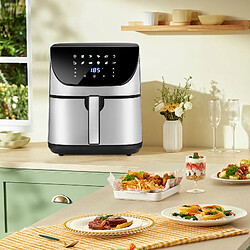 RAVAS Friteuse à air sans huile 10 L - Air Fryer 2500 W - avec Écran Tactile LED - 12 programmes Température réglable - Noir