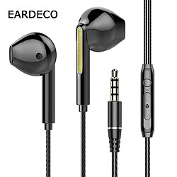 GUPBOO Écouteurs intra-auriculaires filaires EARDECO avec microphone, écouteurs stéréo de sport pour téléphone