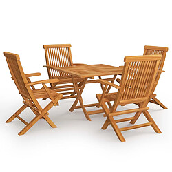 vidaXL Salon de jardin 5 pcs Bois de teck massif