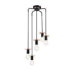 Lumière Suspension Angelina Métal,bois Noir 5 ampoules 87cm