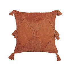 Beliani Coussin AVIUM Coton 45 x 45 cm Géométrique Touffeté Orange