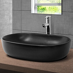 ML DESIGN MODERN LIVING Lavabo en céramique noir mat vasque à poser pour salle de bain 600x425x145 mm