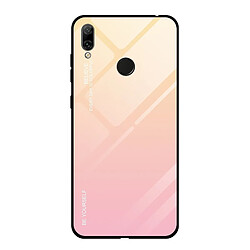 Wewoo Coque Pour Huawei Y7 2019 / / Y7 Prime 2019 Étui en verre de couleur dégradée Jaune