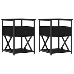 vidaXL Tables de chevet 2 pcs noir 40x42x55 cm bois d’ingénierie