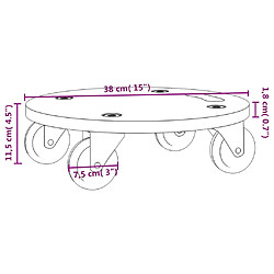 vidaXL Chariots de transport 2 pcs rond Ø38x11,5 cm 250 kg pas cher