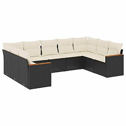 Maison Chic Ensemble Tables et chaises d'extérieur 9 pcs avec coussins,Salon de jardin noir résine tressée -GKD228312