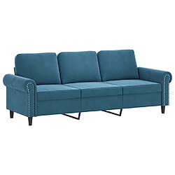 Avis Maison Chic Ensemble de canapés 3 pcs avec coussins, Canapé droit Sofa pour Salon Bleu Velours -GKD622451