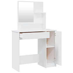 Helloshop26 Ensemble de coiffeuse meuble chambre 86,5 x 35 x 136 cm blanc brillant 02_0006350