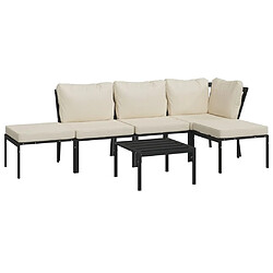 Avis Maison Chic Salon de jardin 6 pcs + coussins - Mobilier/Meubles de jardin - Table et chaises d'extérieur sable acier -MN53965