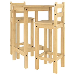 vidaXL Ensemble de bar 3 pcs Bois de pin massif