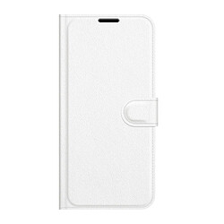 Etui en PU Peau de Litchi avec support blanc pour votre Sony Xperia 10 III