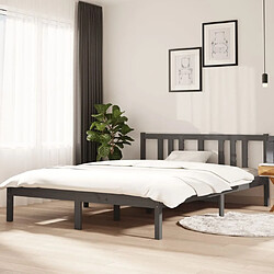 vidaXL Cadre de lit sans matelas gris bois massif 140x200 cm