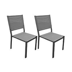 Mes Lot de 2 chaises en aluminium et textilène coloris gris