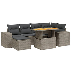 vidaXL Salon de jardin avec coussins 7 pcs gris résine tressée