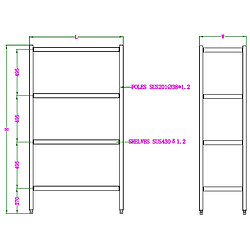 Rayonnage Inox - 900 à 1500 mm - Combisteel