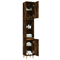 Maison Chic Armoire de bain,Meuble de rangement de salle de bain,Meuble haut chêne fumé 30x30x190 cm bois d'ingénierie -GKD618784 pas cher