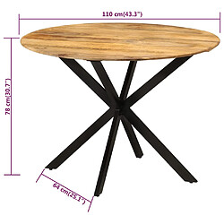 vidaXL Table à dîner Ø110x78 cm Bois de manguier massif et acier pas cher