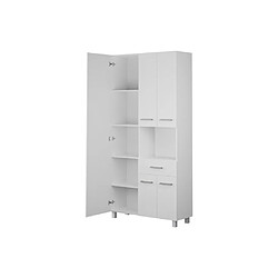 Avis Vente-Unique Colonne de salle de bain avec miroir sur pied - 180 cm - Blanc - MINELA