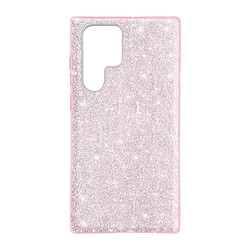 Avizar Coque Samsung Galaxy S22 Ultra Paillette Amovible Silicone Semi-rigide rose