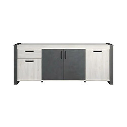 Acheter Vente-Unique Buffet enfilade CESAR - Décor Portofino gris et Steam noir - 1 Tiroir et 4 Portes - L 217,8 x P 49,8 x H 86,7 cm -