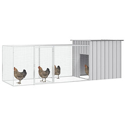 vidaXL Cage pour poules Gris 300x91x100 cm Acier galvanisé