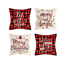 P70 4PCS 45 * 45cm Christmas De Noël Bénédiction Modèle de bénédiction de linge Taie d'oreiller Maison de vacances Décoration Taie d'oreiller Sofa Coussin Coussin