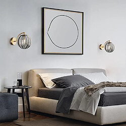 Avis Universal Applique boule en verre gris fumé, pied de lampe E14, abat-jour rond transparent à rayures, éclairage d'allée adapté aux chambres à coucher, couloirs