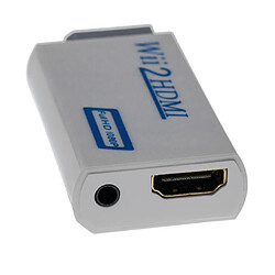 vhbw Adaptateur HDMI compatible avec Nintendo Wii console de jeu, pour écran HDMI / TV HD + prise audio jack 3,5mm - blanc