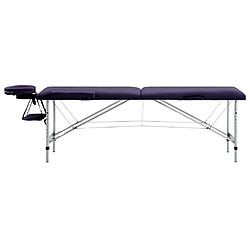 vidaXL Table de massage pliable 2 zones Aluminium Violet