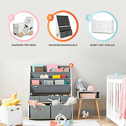 kk KinderKraft KKHRACOREG0000 Étagère pour Enfants Racoon, Meuble de Rangement de 6 Étages, Organiseur pour Jouets, Gris Blanc, 34 x 80 x 100 cm pas cher