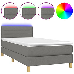 vidaXL Sommier à lattes de lit avec matelas et LED Gris foncé 90x190cm