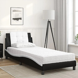 Avis Vidaxl Lit avec matelas noir et blanc 90x200 cm similicuir