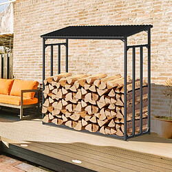 Abri à Bûches Extérieur Gardiun Wood Shed III 185x70x185cm Acier Galvanisé, Couverture Imperméable, Bâche et Support Inférieur