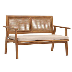 Decoshop26 Salon de jardin avec table banc et 2 chaises en bois d'acacia avec coussin crème 04_0008324 pas cher