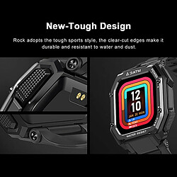 Avis Rock Robuste Hommes Smartwatch Écran Couleur 24 Heures Moniteur D'Oxygène Du Sang Étanche En Plein Air Fitness Montre De Sport Noir