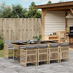 vidaXL Ensemble à manger de jardin et coussins 9 pcs mélange beige