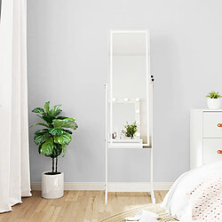 vidaXL Armoire à bijoux miroir avec lumières LED sur pied blanc