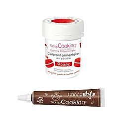 Scrapcooking Stylo chocolat + Colorant alimentaire Rouge