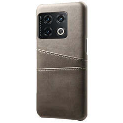 Coque en TPU + PU anti-griffes avec porte-carte, gris pour votre OnePlus 10 Pro 5G