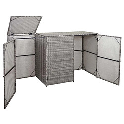 Decoshop26 Abri de poubelles extérieur conteneurs à ordures polyrotin jusqu'à 3 bacs 3x120 litres gris 110x195x66 cm 04_0003690