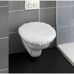 WENKO Housse pour abattant WC imitiation fourrure Olga - L. 50 x l. 40 cm - Blanc