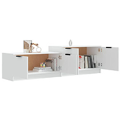 Avis vidaXL Meuble TV Blanc 158,5x36x45 cm Bois d'ingénierie