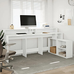 Avis vidaXL Bureau avec lumières LED blanc 200x104x91 cm bois d'ingénierie